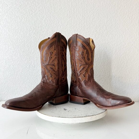 Rod Patrick Mens Cowboy Boots 11.5EE Perro Loco Brown Leather Western Square Toe - Picture 7 of 11